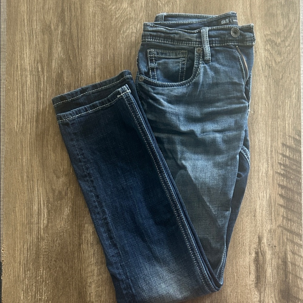 BKE Men's Dark Blue Straight Jeans